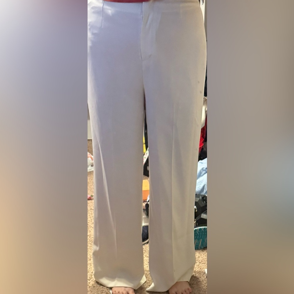 Boden Elegant Cream Wide-Leg Pants - Picture 3 of 4